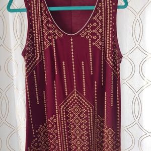 Indian embroidery tank maroon and tan